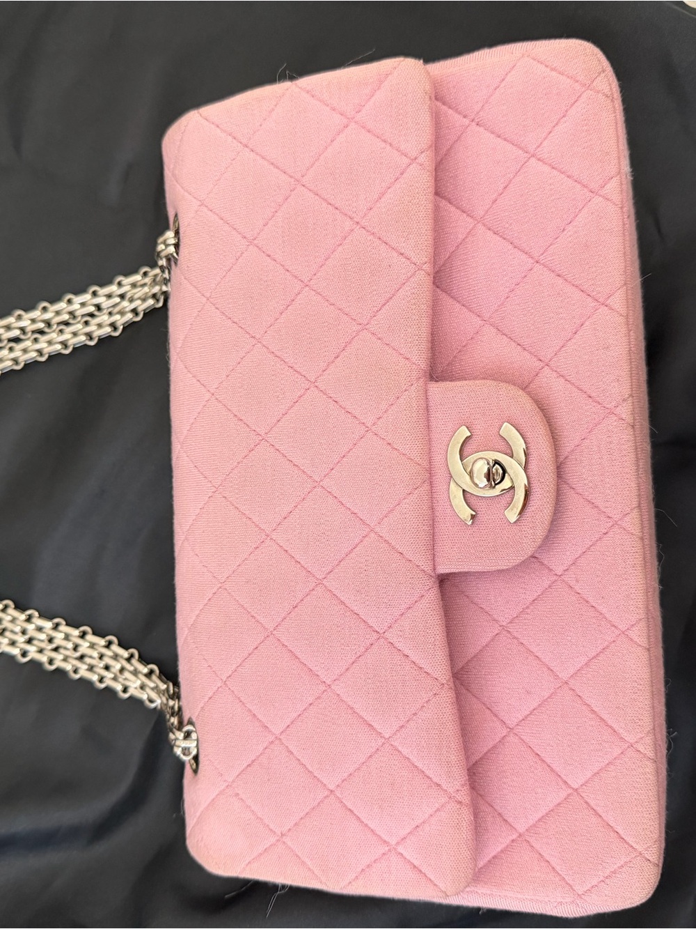 CHANEL Pink Quilted Shoulder Bag with Silver Hardware